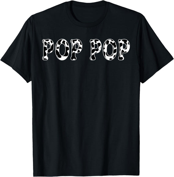 Cow Pattern Print Family Matching Birthday Apparel Cow Pop Pop Birthday Family Matching Girl Boy Farm Birthday T-Shirt -