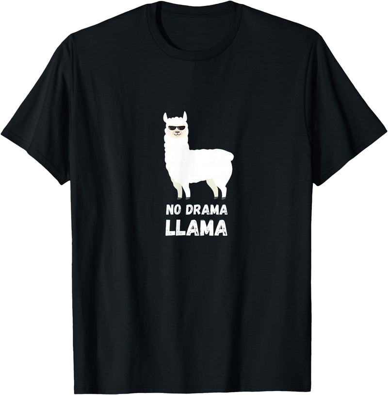 No Drama Llama Funny Llama T-Shirt - Black