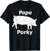 Papa Porky Pig Daddy Father Hog pork T-Shirt - Black