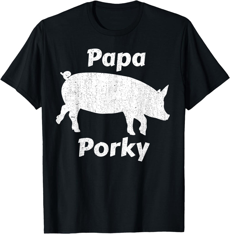 Papa Porky Pig Daddy Father Hog pork T-Shirt - Black