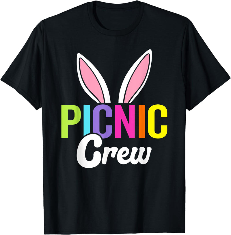 Picnic Crew, Easter Picnic, Matching Easter Rabbit Ears T-Shirt in Black