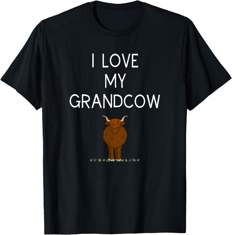 Best Pet Grandparents Ever I Love My Grand Cow Funny Highland Cow Lover Grandma Grandpa T-Shirt - Black