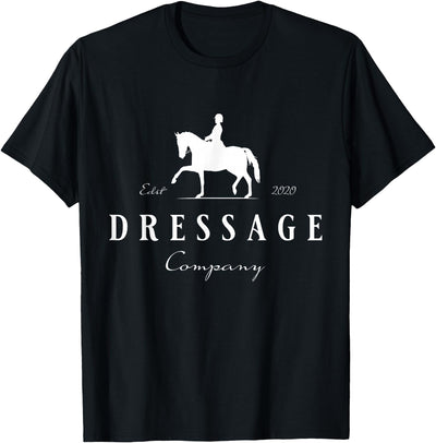 Dressur Pferd mit Dressurreiterin - Dressage T-Shirt - Women's, Girls' Dressage Horse T-Shirt - Black, Small - Short Sleeve, Classic Fit