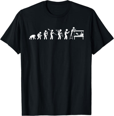 Aquarium Evolution Fish Keeper T-Shirt - Men's Black Animal Print Crew Neck Short Sleeve Classic Fit T-Shirt - Small
