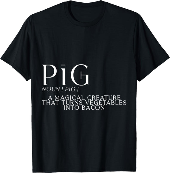Bacon FH Pig, A Magical Creature That Turns Vegetables Into Bacon --- T-Shirt - Black