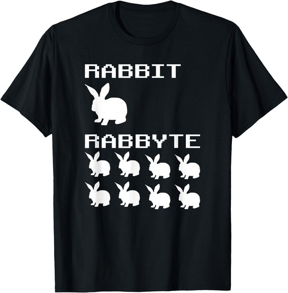 Rabbit & Rabbyte Computer Coding Nerds Jokes Programmer T-Shirt in Black