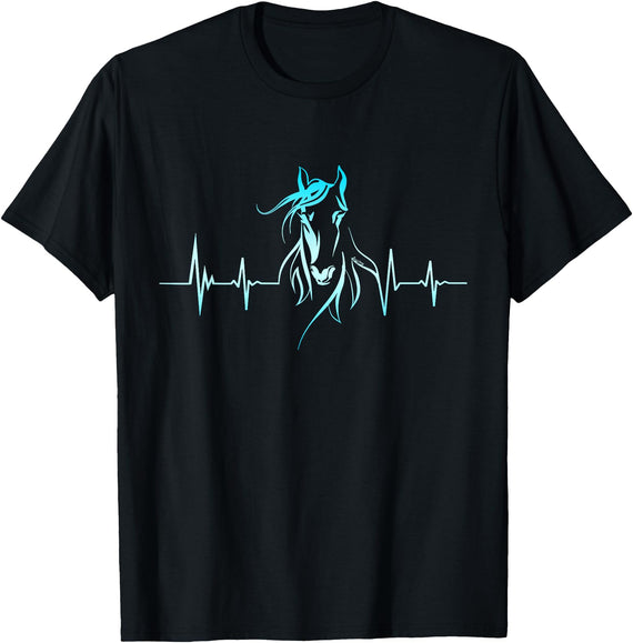 Farm n' Fancy Horse Heartbeat for Women Girls Teens Horseback Lover Riding T-Shirt - Black