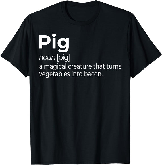 Awesome Barbecue Apparel, Clothing and Accessories Pig, a Magical Creature that Turns Vegetables Into Bacon T-Shirt - Black
