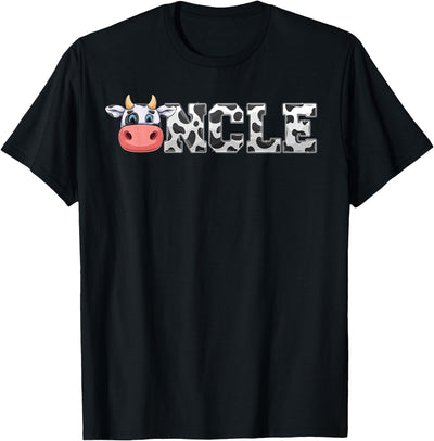 Uncle Cow Print Cowboy Animal Pattern Farmer Cow Uncle T-Shirt