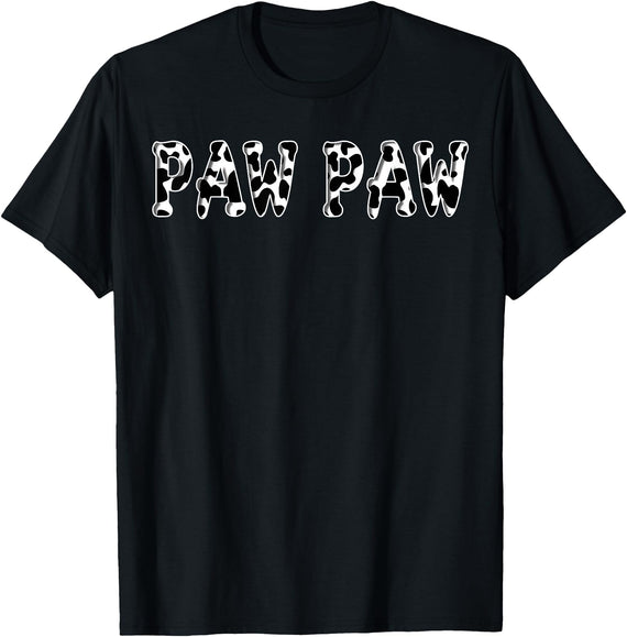 Cow Pattern Print Family Matching Birthday Apparel Cow Paw Paw Birthday Family Matching Girl Boy Farm Birthday T-Shirt -