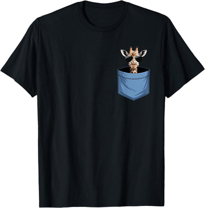 Cute Pocket Giraffe Safari Animal Lovers T-Shirt