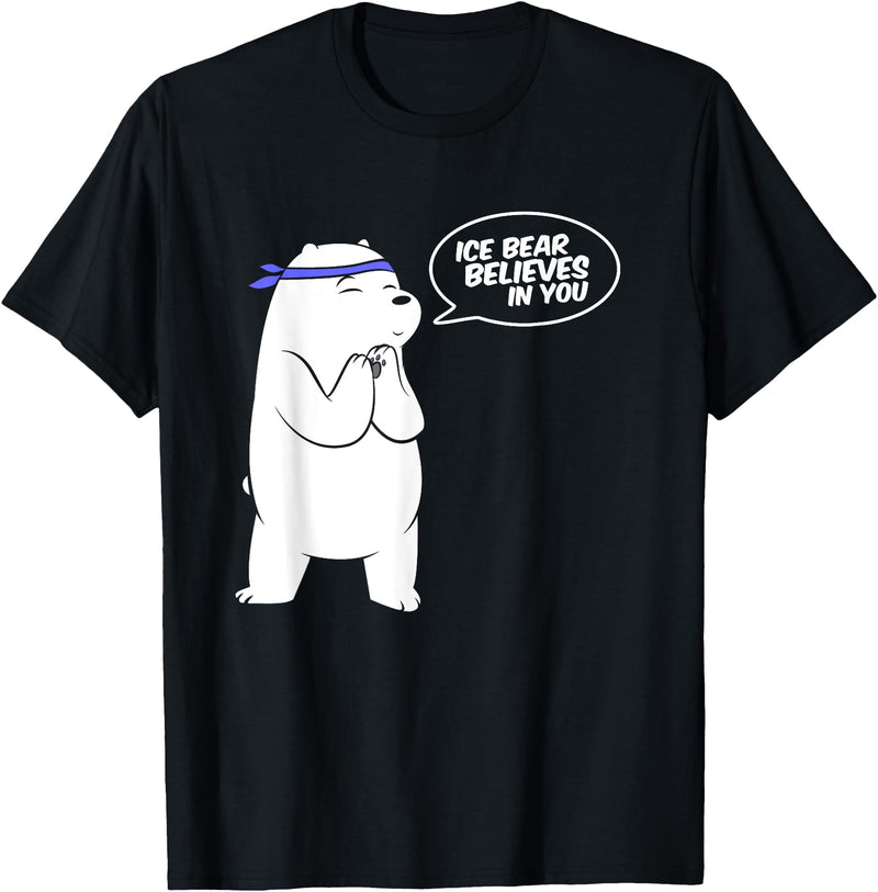 Cute Polar Bear Animal T-Shirts Ice Bear Believes In You - Polar Bear T Shirt - Black