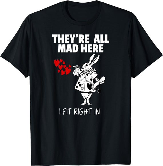 Alice in Wonderland White Rabbi Rabbit T-Shirt in Black