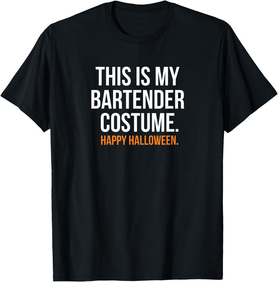 This is my Costume Top This is My Bartender Costume Funny Halloween T-Shirt - Black