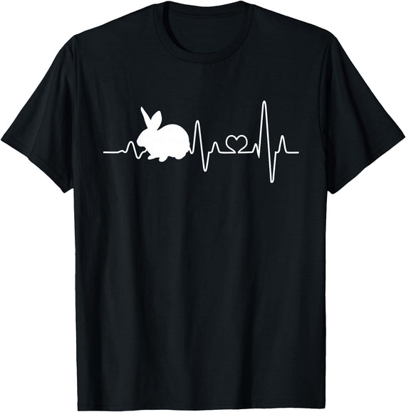 Bunny Heartbeat Pulse Rabbit T-Shirt in Black