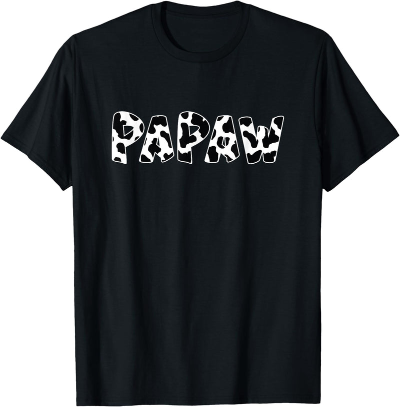 funny saying Gifts for Family Members and more Papaw Cow Print Cow Pattern T-Shirt - Black