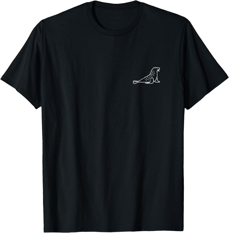 The Pocket Patch Badge Apparel Co Sea Lion Animal Badge Patch Line Art Outline Gift T-Shirt - Black
