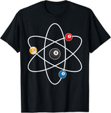 Cool Billiard Design For Men Women Atom Cue Ball Sport Game T-Shirt - Black