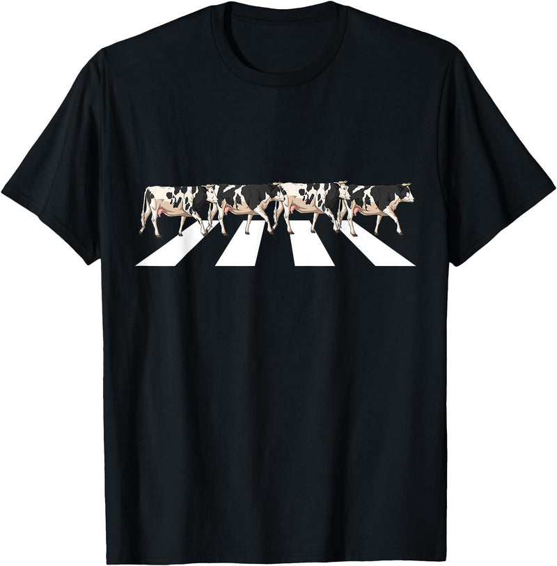 Funny Cow Shirt Women Men Girls Kids Boys Gifts Funny Crosswalk Cows Farming farm Cow Girl Boy Women Men Kid T-Shirt - Black