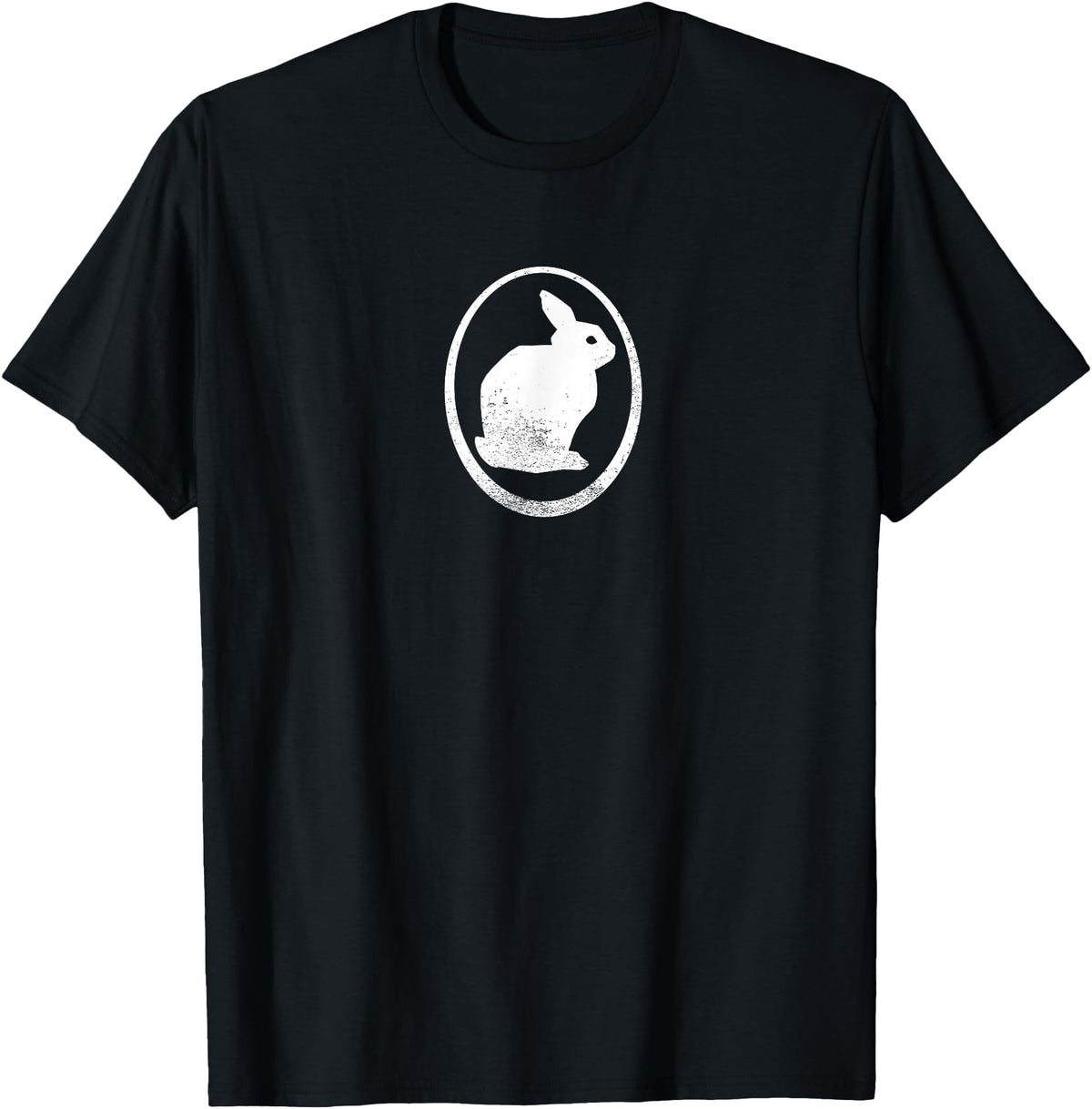 White Silhouette of a Bunny, Stylized for Rabbit Lovers T-Shirt in Black