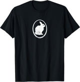 White Silhouette of a Bunny, Stylized for Rabbit Lovers T-Shirt in Black