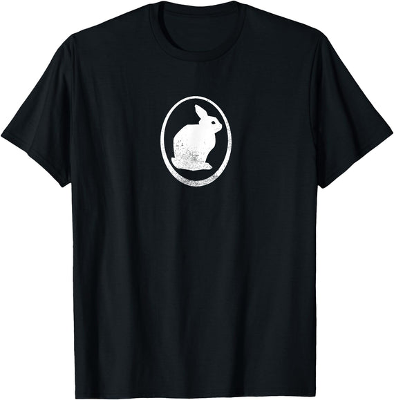 White Silhouette of a Bunny, Stylized for Rabbit Lovers T-Shirt in Black