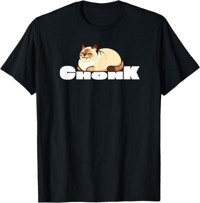 Chonky Cat Designs and Apparel Siamese Chonk Chonky Fat Cat Funny T-Shirt