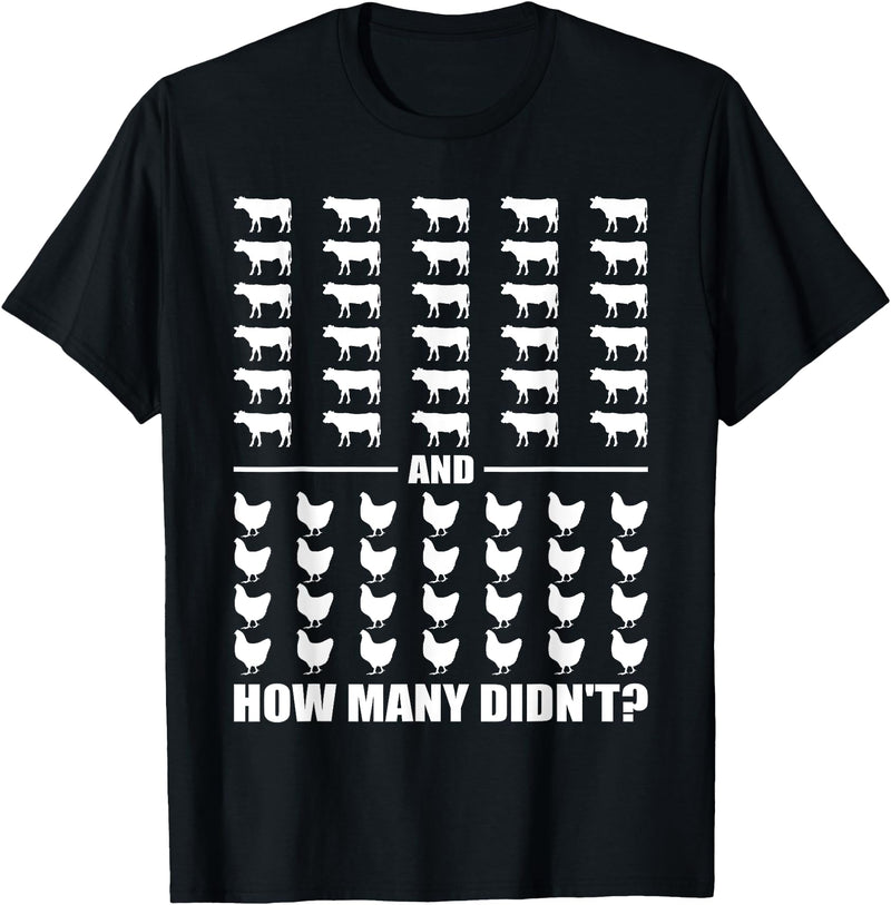 Funny Chicken and Cows Riddle 30 Cows and 28 Chickens How Many Didn't Funny Riddle Meme T-Shirt - Black