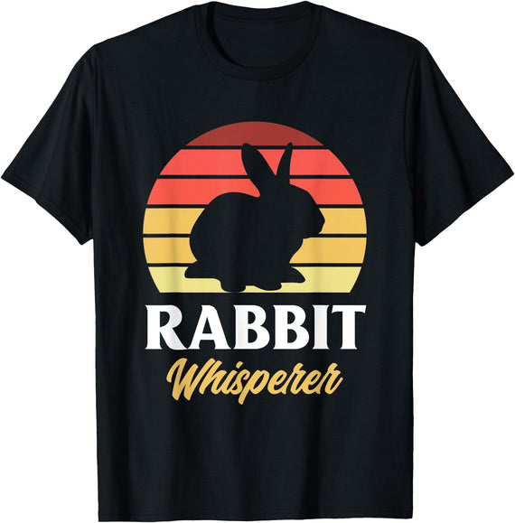 Rabbit Whisperer Funny Bunny Lover Bunny Pet Owner T-Shirt in Black