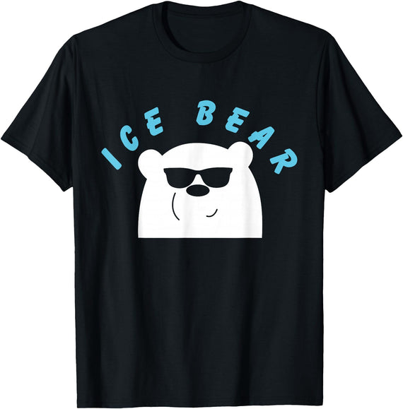 Global Warming Awareness Arctic Winter Ice Ice Bear with Sunglasses Polar Bear Plunge T-Shirt - Black
