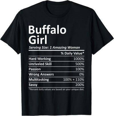 Proud Vintage Sport Born Living in Nutrition Facts Buffalo T-Shirt