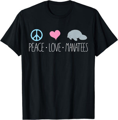 Cute Manatee Peace Love Manatees Chubby Sea Cow T-Shirt