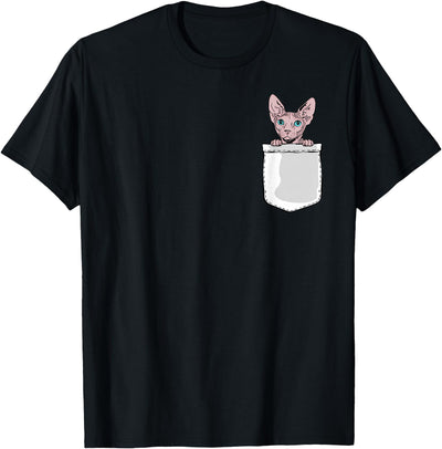 Funny Sphynx Cat Gifts For Cat Lovers & Cat Owners Cute Sphynx Cat in Pocket Hairless Cat Lover Pet Sphynx T-Shirt