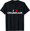 Funny Charolais Cow Gift For Men & Women I Heart Breed Cattle Farmer - Cow I Love Charolais T-Shirt - Black