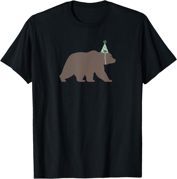 Birthday Animalz Bear Birthday T-Shirt, Kids Animal Birthday Shirt T-Shirt - Black