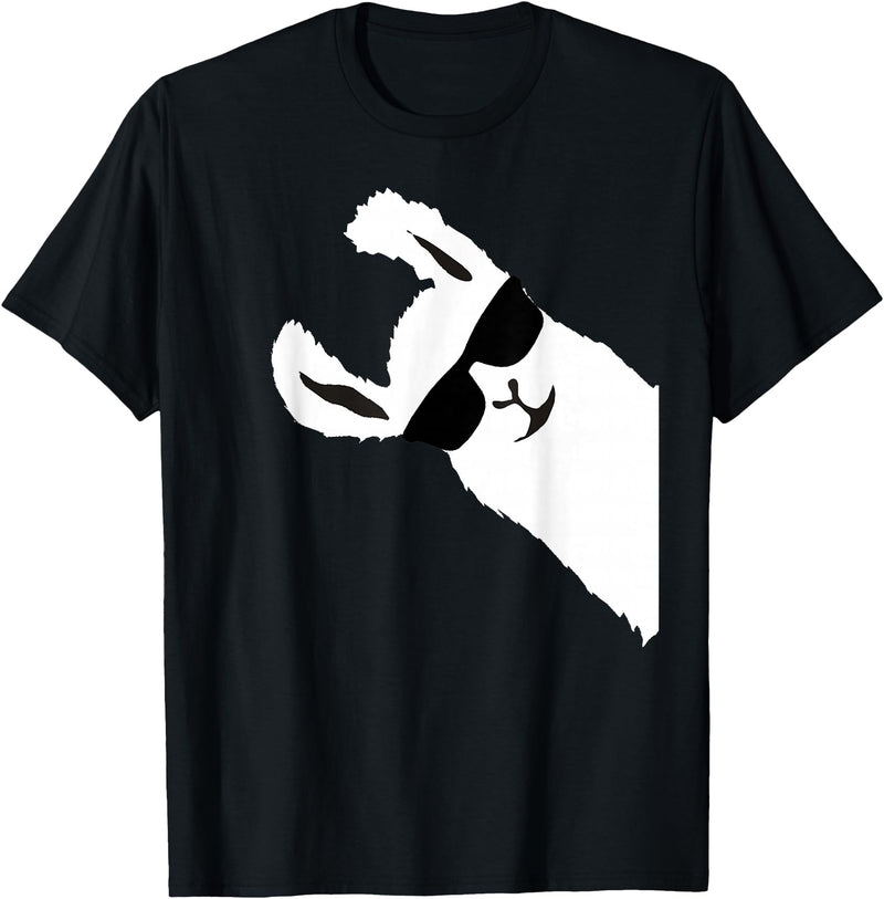 Llama Alpaca gifts for women men girls and boys Funny Llama Alpaca with Sunglasses T-Shirt Small - Black