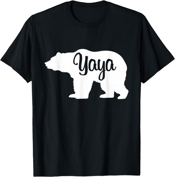 Matching Family Gift Shirts Yaya Bear Silhouette T-Shirt - Black