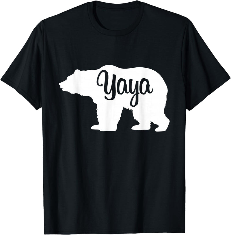 Matching Family Gift Shirts Yaya Bear Silhouette T-Shirt - Black