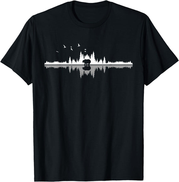 Wir Lieben Berge - Wandern & Camping Apparel Co. Wir Lieben Berge - Bear Hiking Camping Mountains Nature Trekking T-Shirt - Black - Unisex-Adults - Small - Short Sleeve - Classic Fit - Black