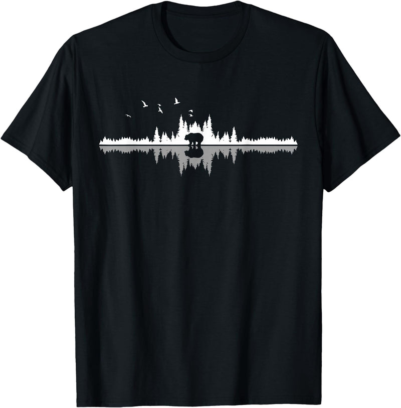 Wir Lieben Berge - Wandern & Camping Apparel Co. Wir Lieben Berge - Bear Hiking Camping Mountains Nature Trekking T-Shirt - Black - Unisex-Adults - Small - Short Sleeve - Classic Fit - Black