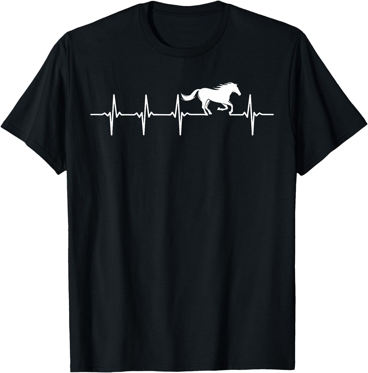 Heartbeat Horse Lover Gifts Women Men Girls Gifts Horse Lover Gifts Heart EKG Heartbeat Pulseline Cardiology T-Shirt - Black