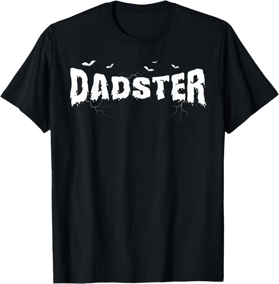 Dadster Matching Family Mom Dad Halloween Party Retro Vintage Dadster Couple Matching Family Mom Halloween T-Shirt - Black