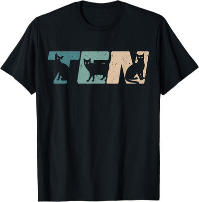 Retro Cat Birthday Apparel Boys Girls 10 Year Old Shirt 10th Birthday Cat Party Boys Girls Kids T-Shirt