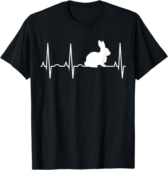 Bunny Heartbeat for Bunny Lovers Rabbit Gift T-Shirt in Black
