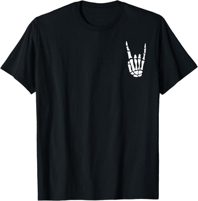 Rock On Rock Star Skeleton Hand for Men Women Rock On Skeleton Hand Sign - Minimalistic Halloween Costume T-Shirt