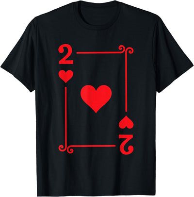 Playing Card Costume Tees - 2 Hearts Card - Two Card T-Shirt