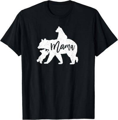 Mama Bear 2 Baby Bear Cubs Playing Riding on Back T-Shirt