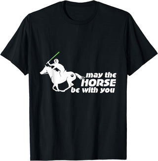 NickerStickers May the Horse Be With You | Equestrian Geek T-Shirt T-Shirt - Black