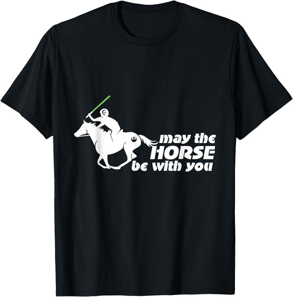 NickerStickers May the Horse Be With You | Equestrian Geek T-Shirt T-Shirt - Black