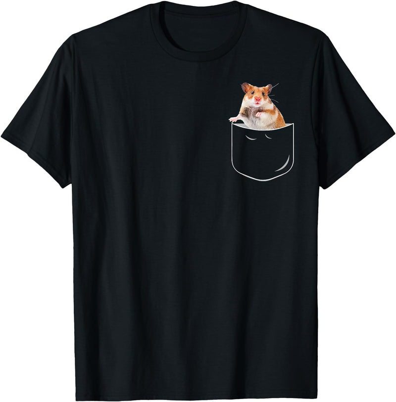 Pocket Hamster Shirt, Funny Hamster in Pocket Gift Tshirt T-Shirt - Black